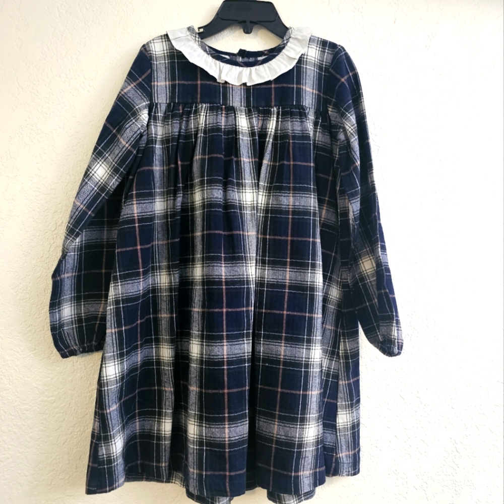 EDGEHILL COLLECTION Dress Long Sleeve Peter Pan plaid dress 100% cotton size 6x